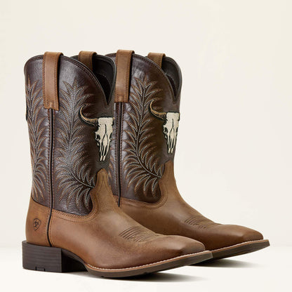 Sport Steer Skull Wide Square Toe Cowboy Boot Men | Ariat on sale