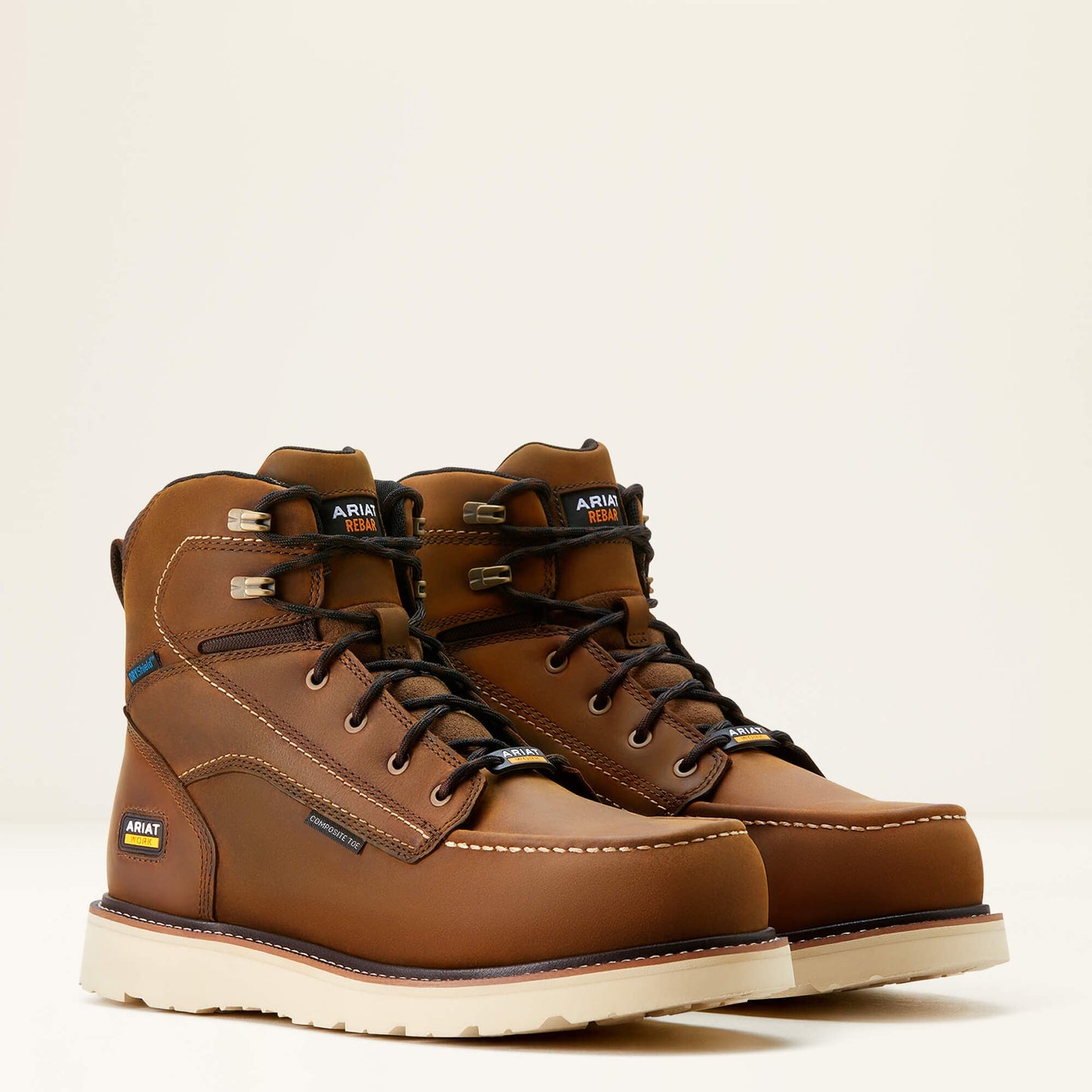 Rebar Wedge Moc Toe 6" Waterproof Composite Toe Work Boot Men | Ariat for sale