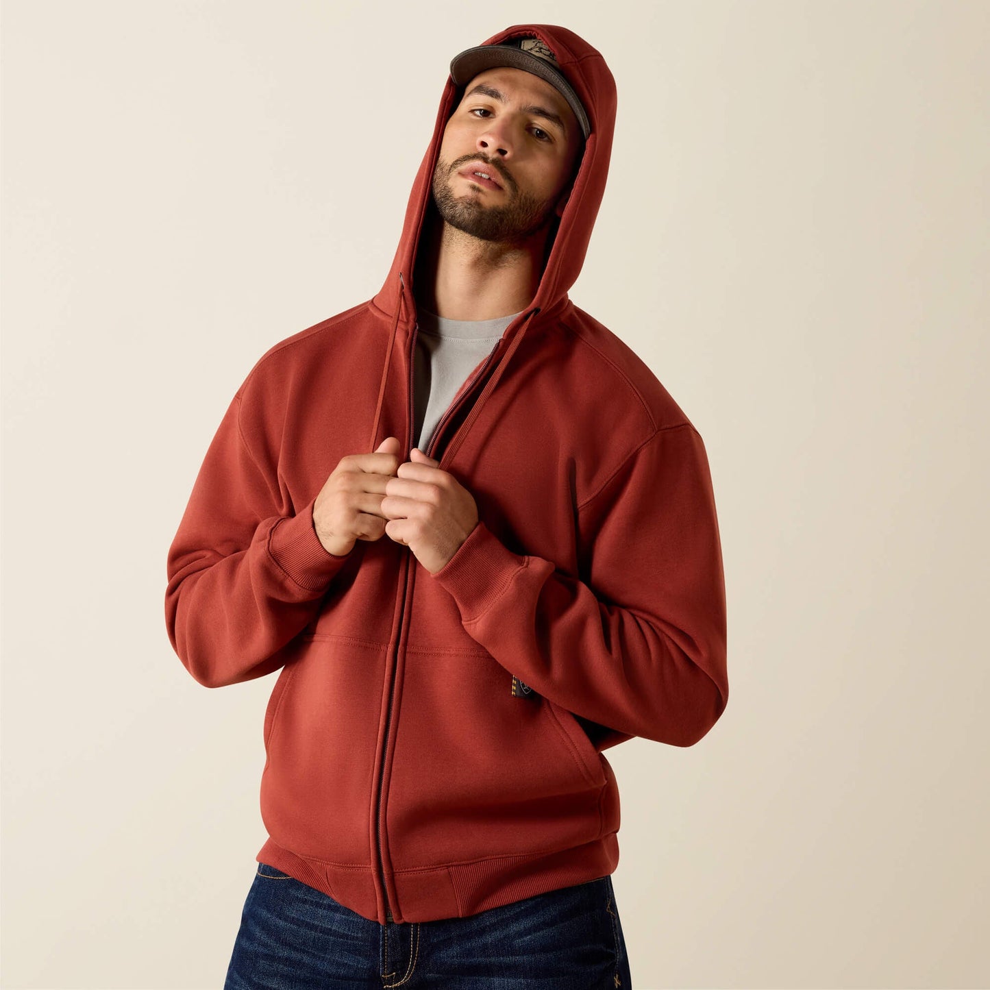 Rebar Lightweight Label Full Zip Hoodie Men | Ariat for sale