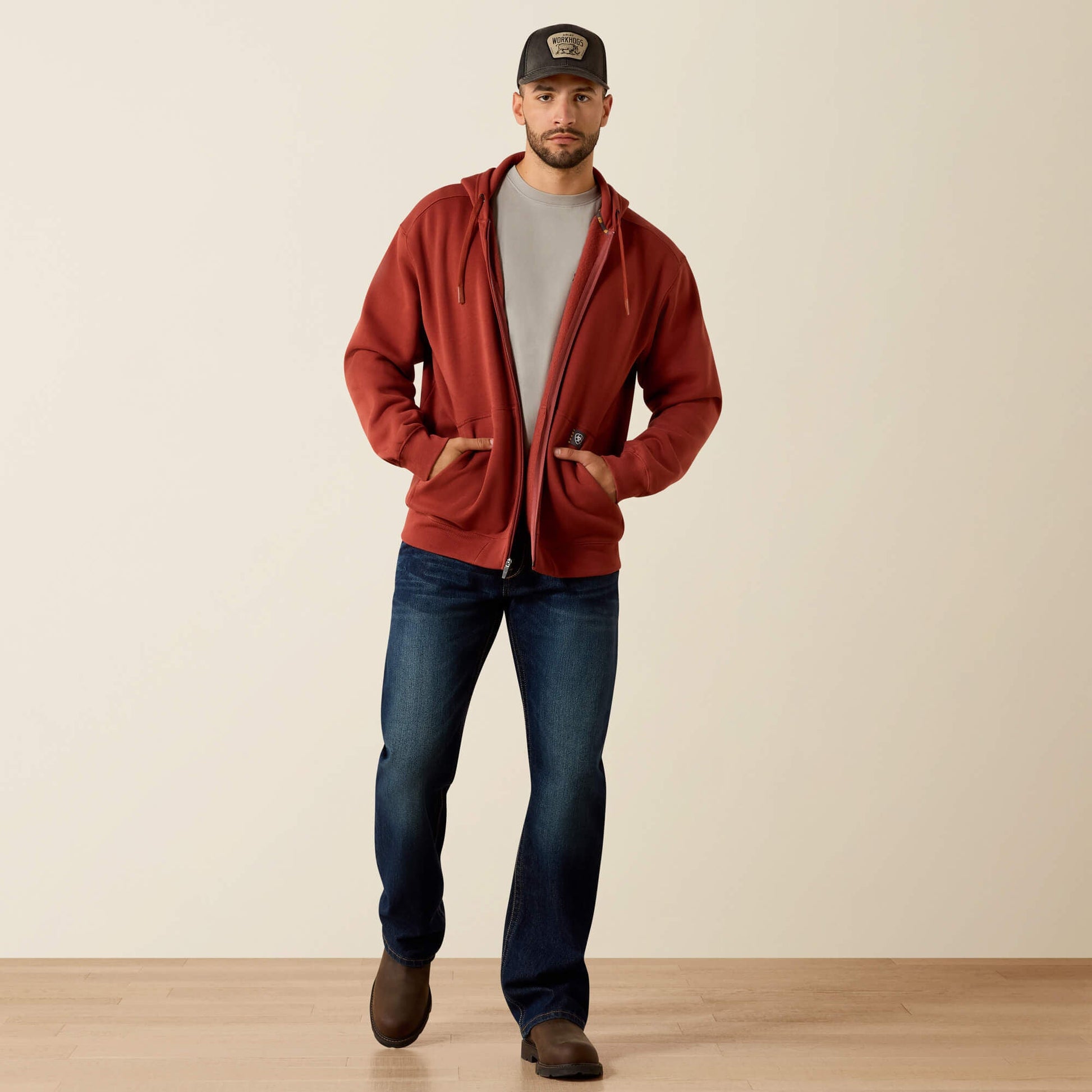 Rebar Lightweight Label Full Zip Hoodie Men | Ariat for sale