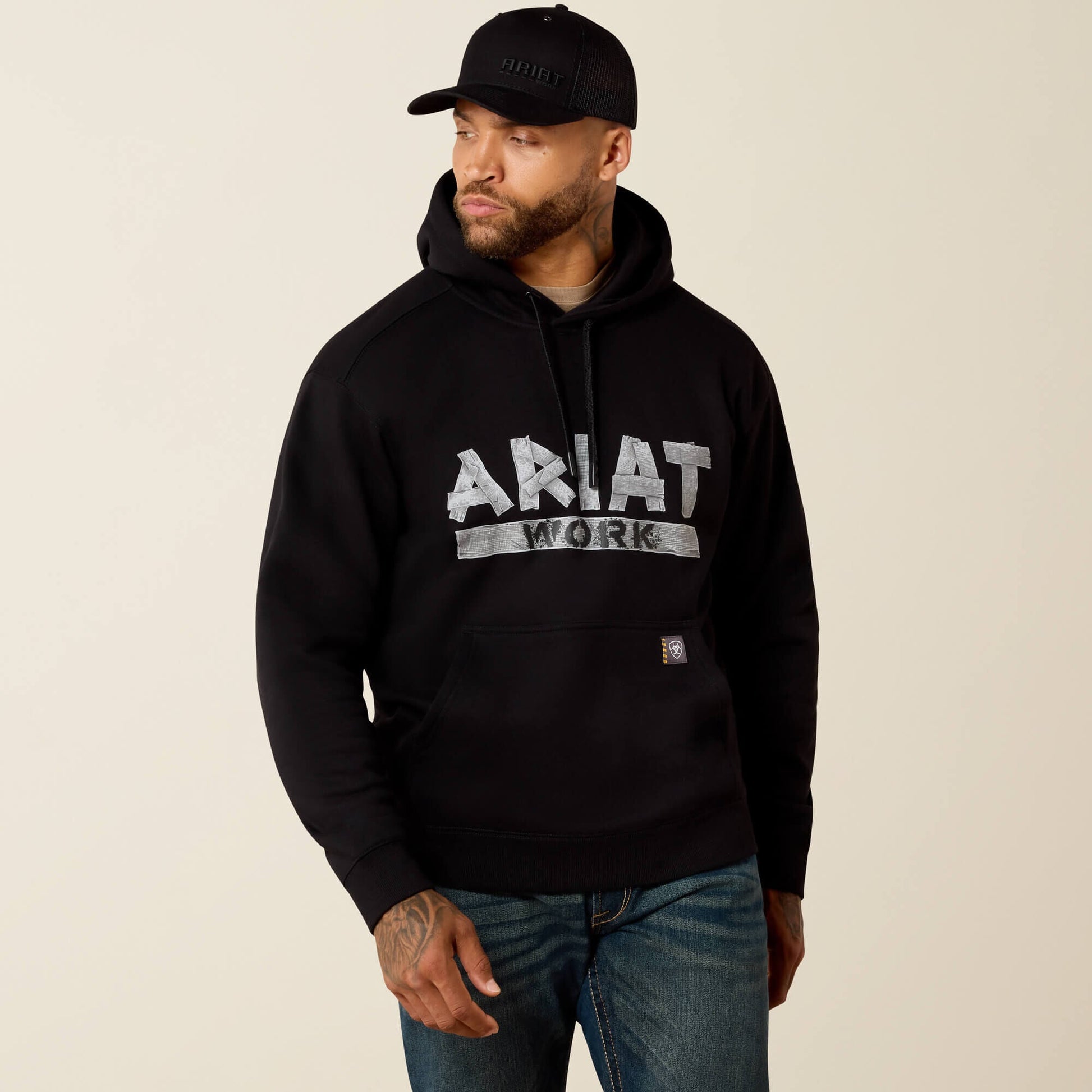 Rebar Lightweight Duct Logo Hoodie Men | Ariat discount