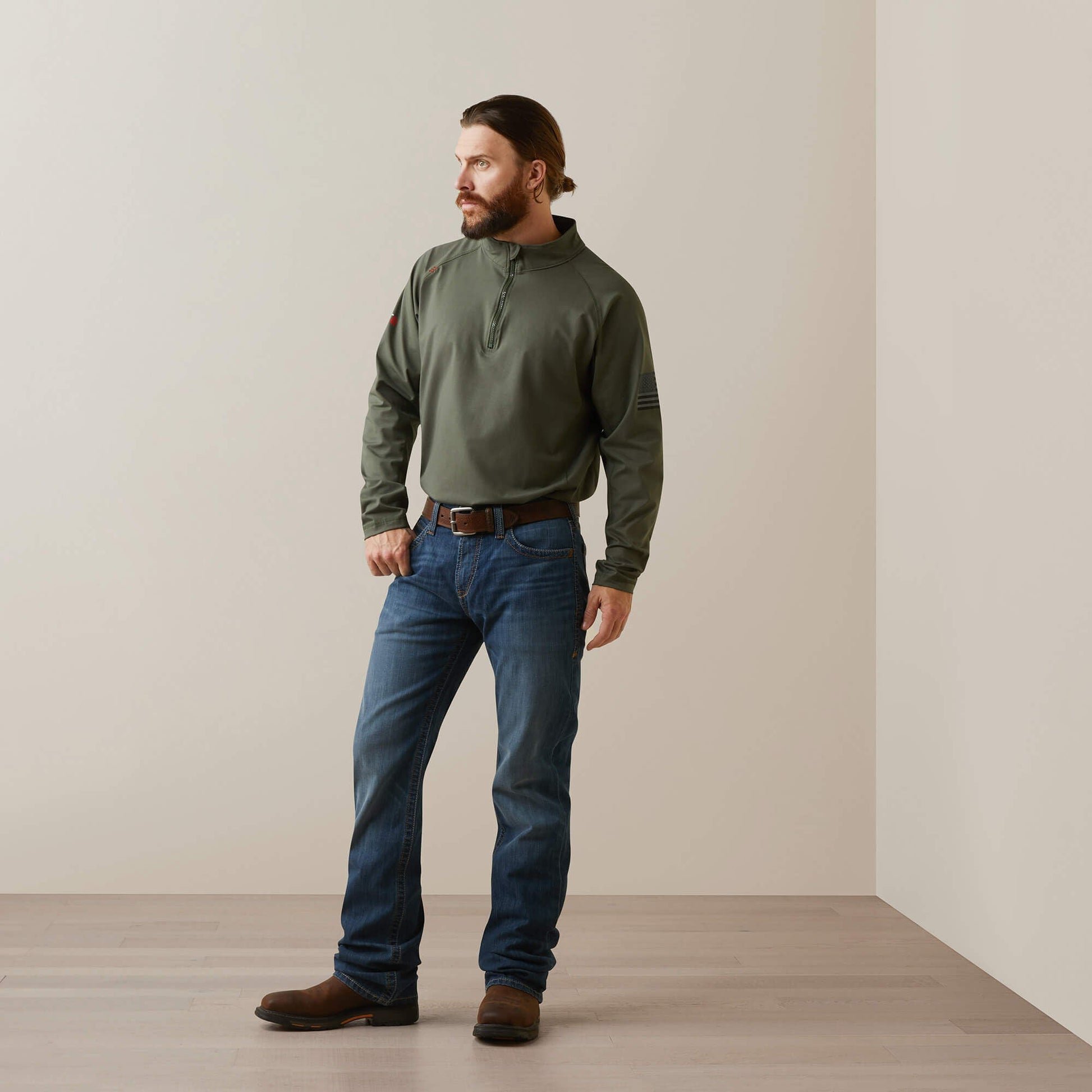 FR Combat Stretch Patriot 1/4 Zip Work Shirt Men | Ariat for sale