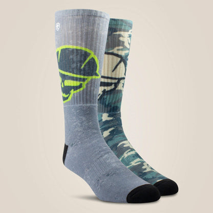 Roughneck Graphic Crew Work Sock 2 Pair Multi Color Pack Men / Women | Ariat sale
