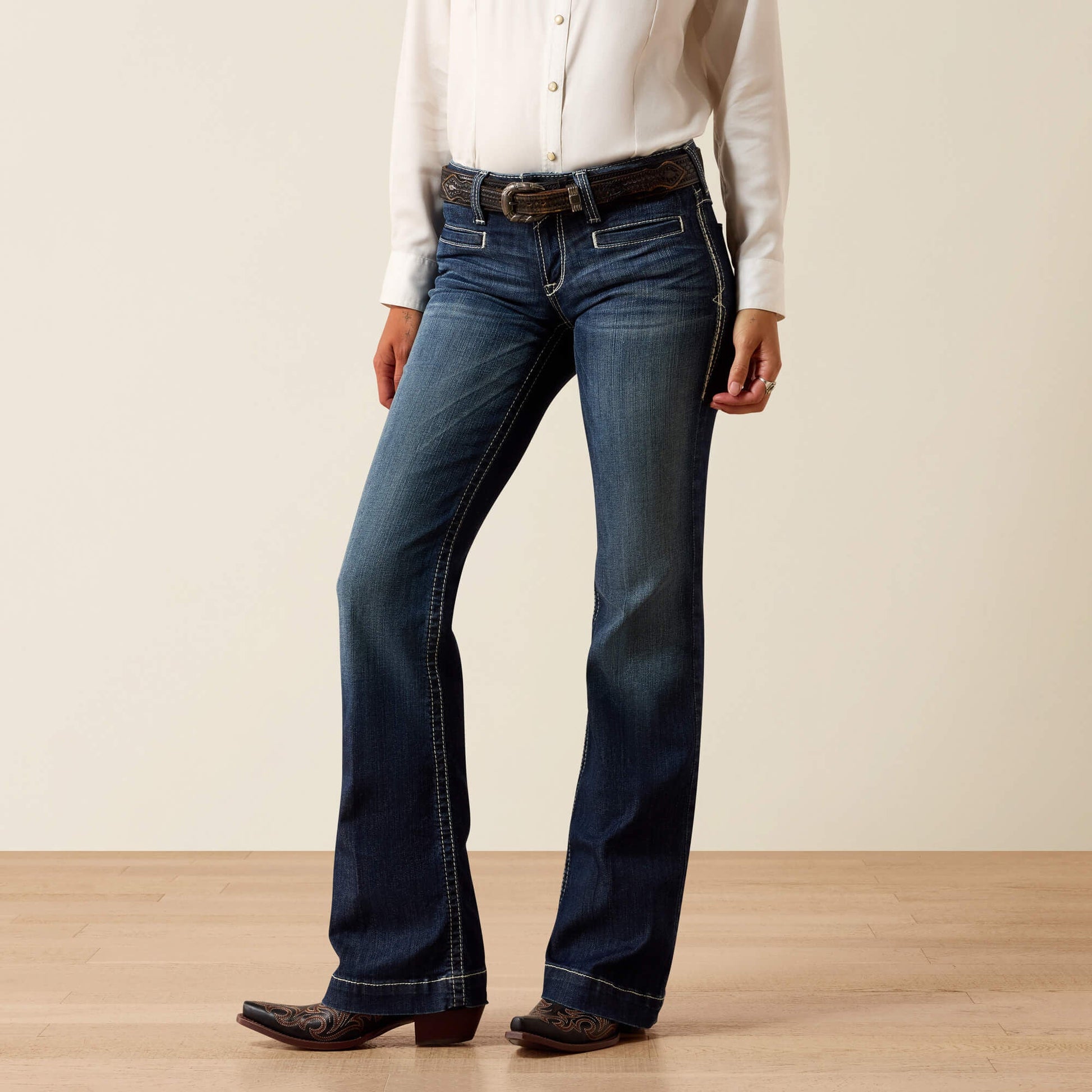 Trouser Mid Rise Stretch Entwined Wide Leg Jean Women | Ariat discount