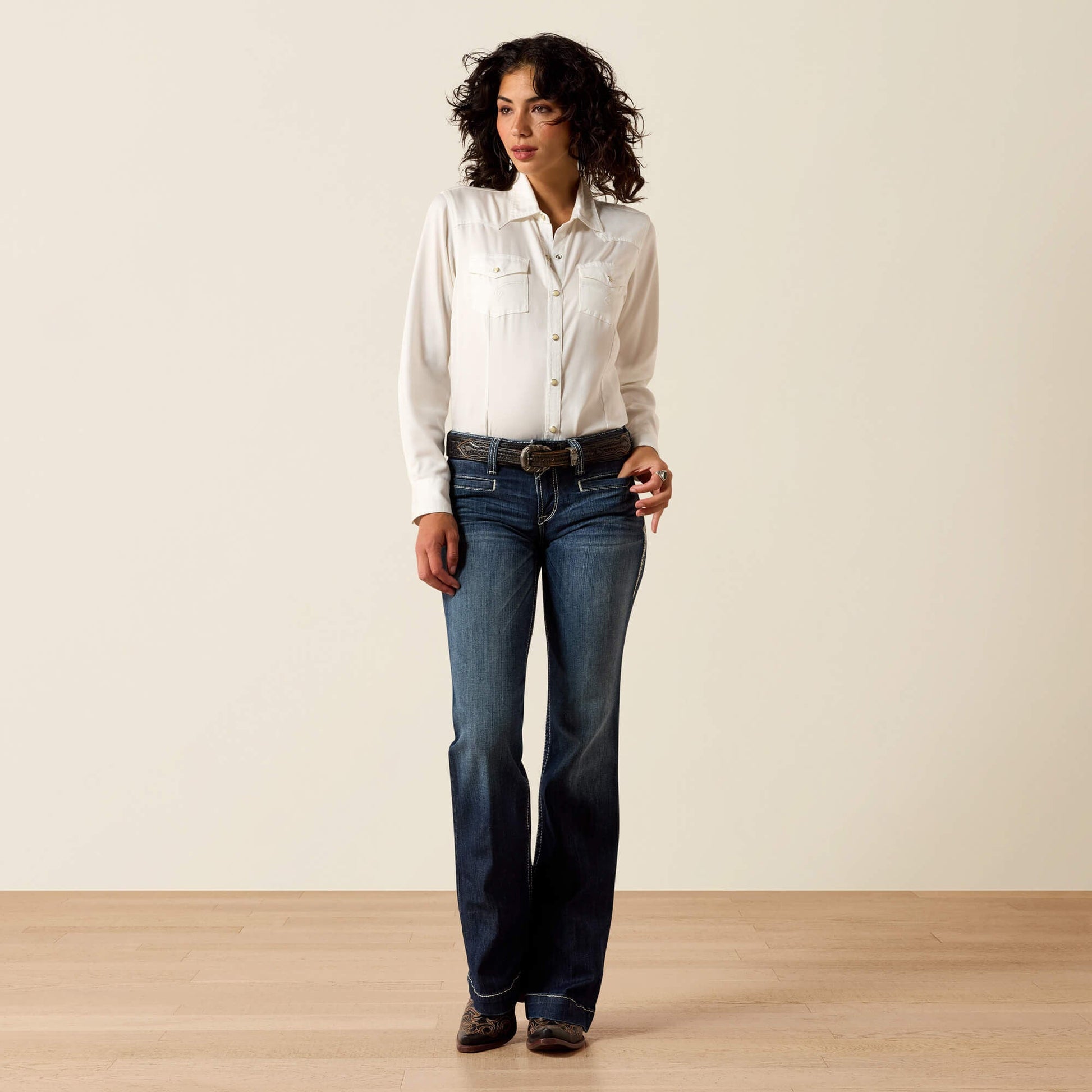 Trouser Mid Rise Stretch Entwined Wide Leg Jean Women | Ariat discount