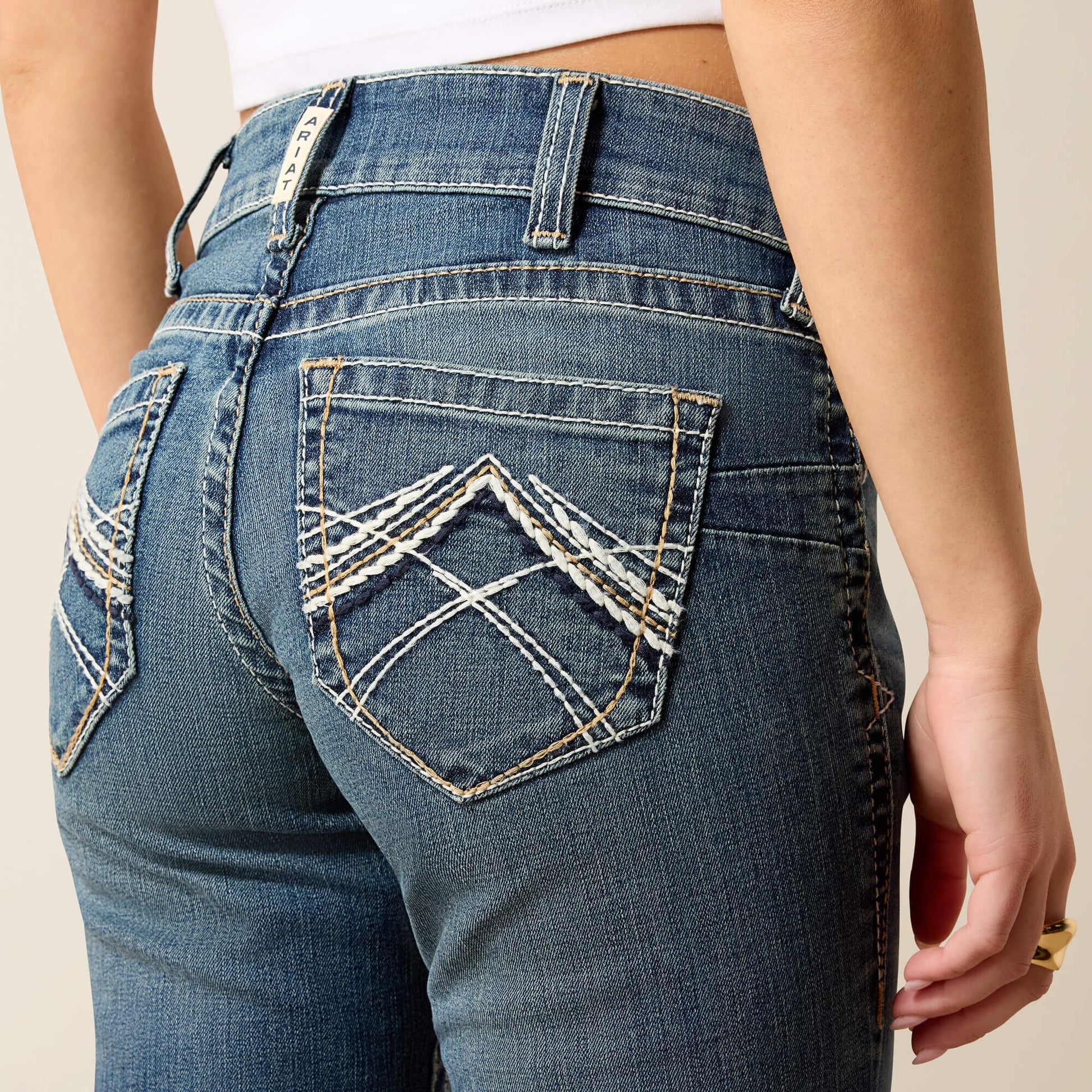 R.E.A.L. Mid Rise Stretch Whipstitch Boot Cut Jean Women | Ariat for sale