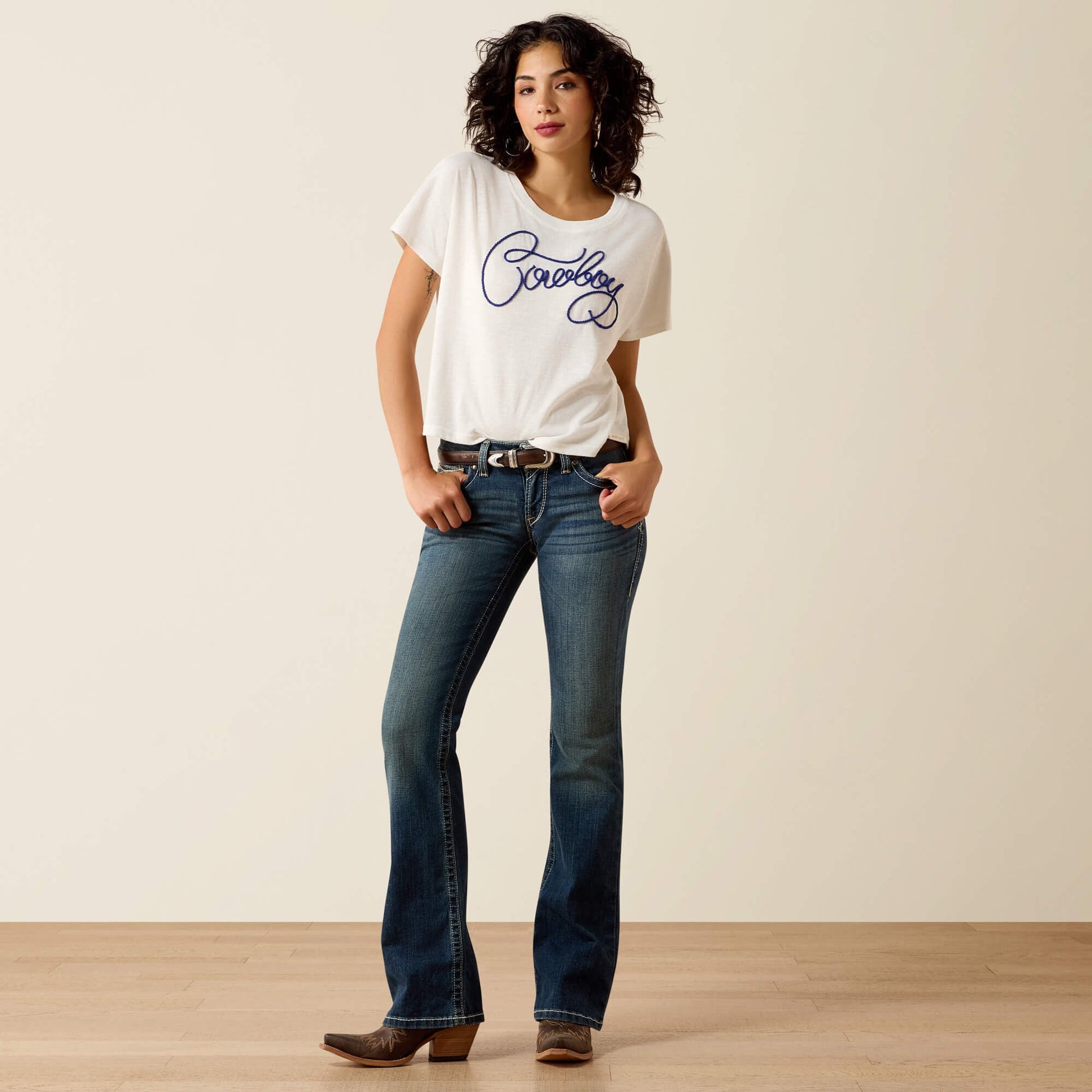 R.E.A.L. Mid Rise Stretch Whipstitch Boot Cut Jean Women | Ariat online