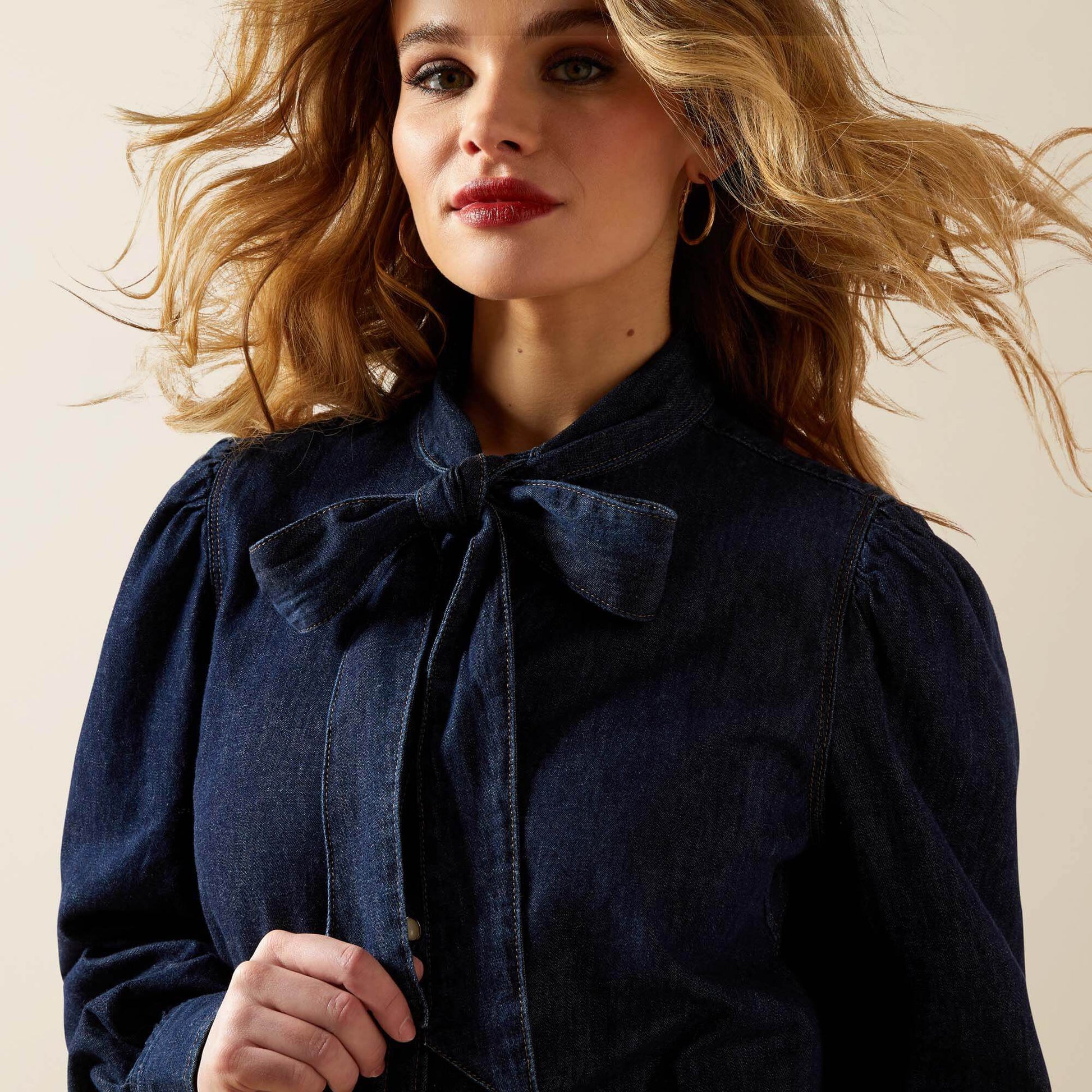 Puff Sleeve Denim Snap Shirt Women | Ariat sale