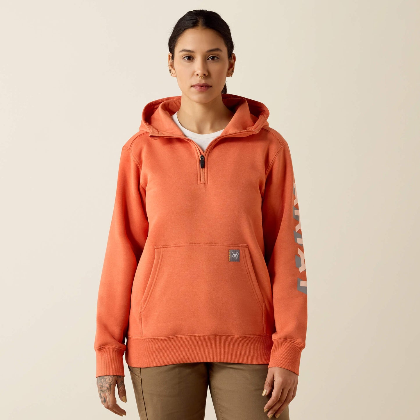 Rebar Lightweight Logo 1/2 Zip Hoodie Women | Ariat outlet
