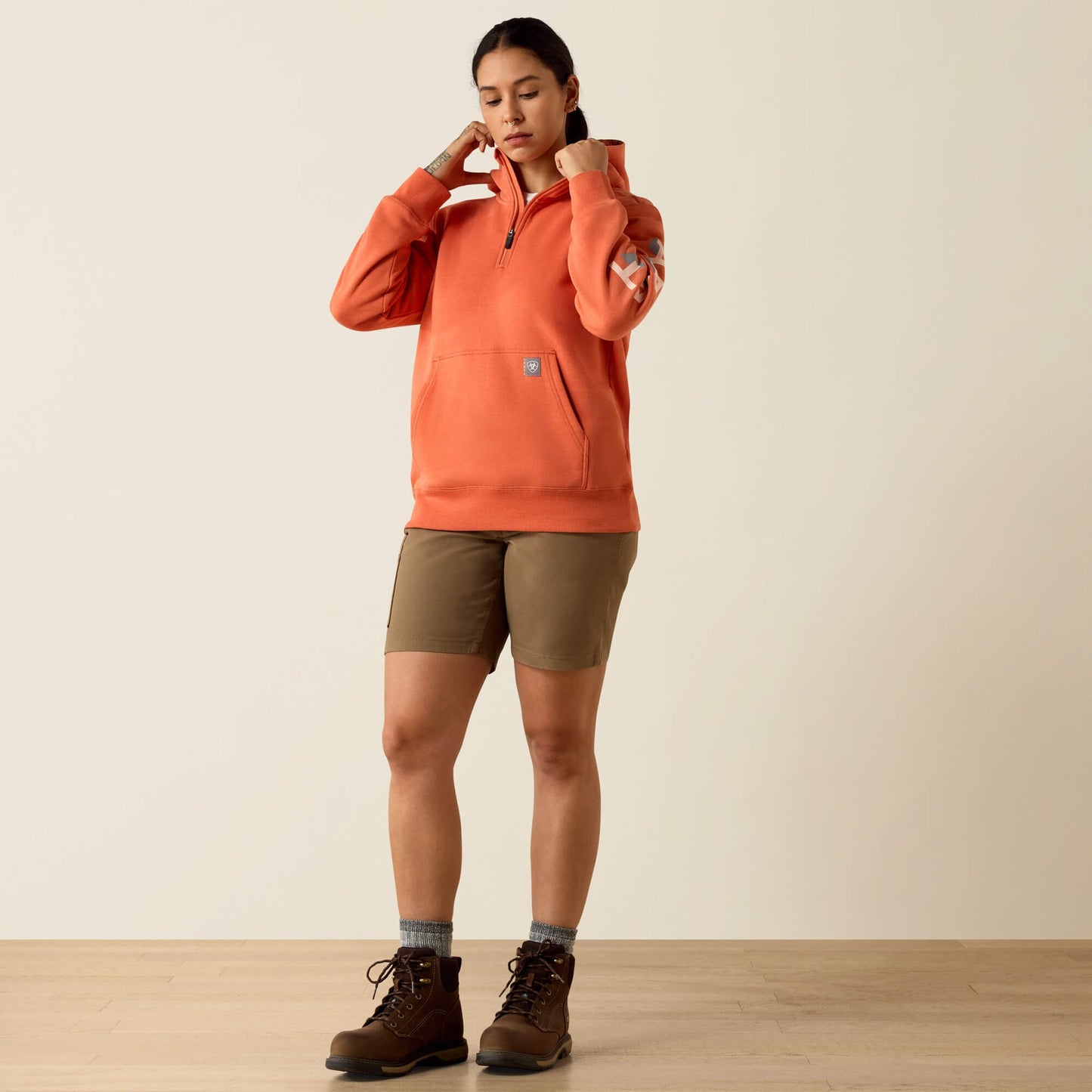 Rebar Lightweight Logo 1/2 Zip Hoodie Women | Ariat outlet