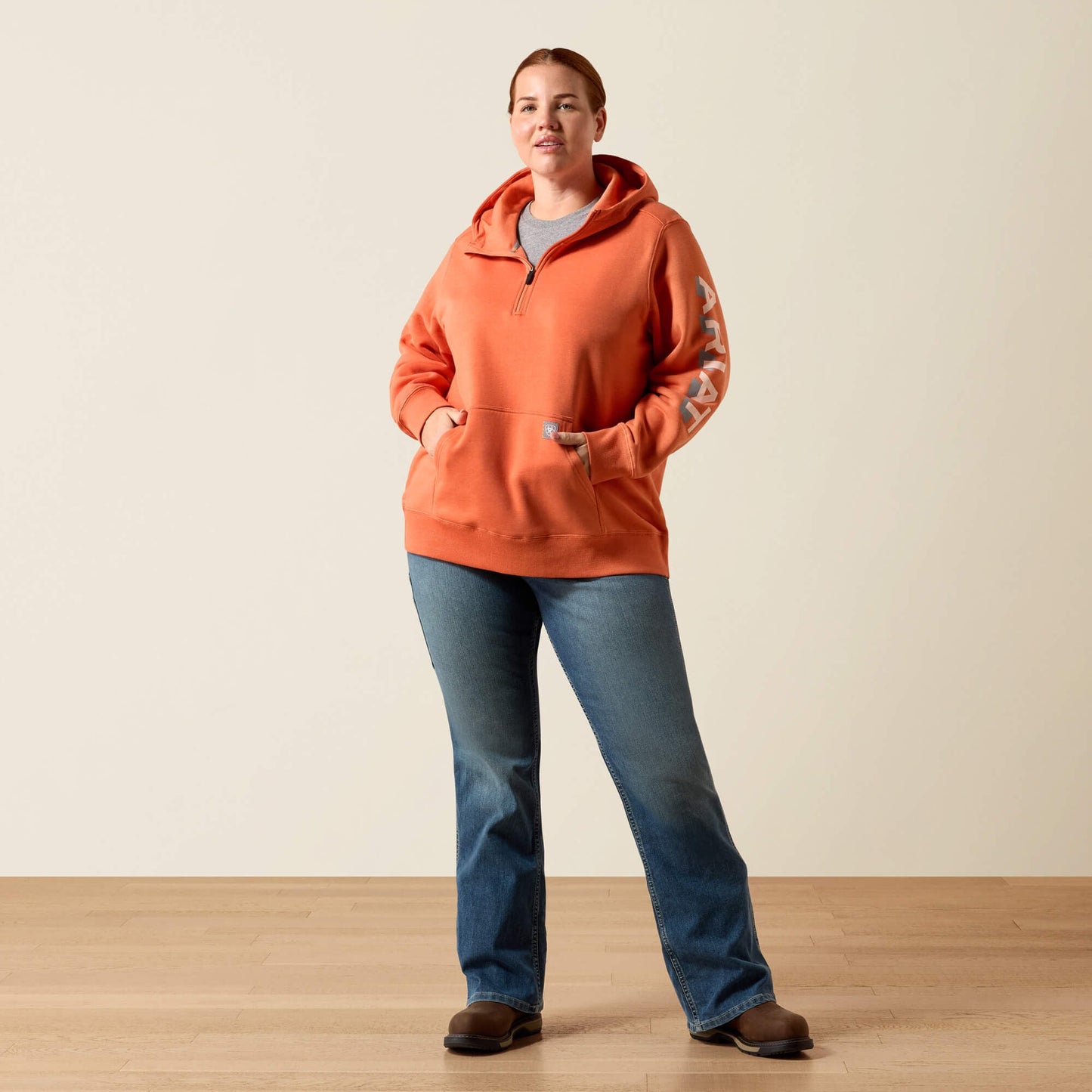 Rebar Lightweight Logo 1/2 Zip Hoodie Women | Ariat outlet