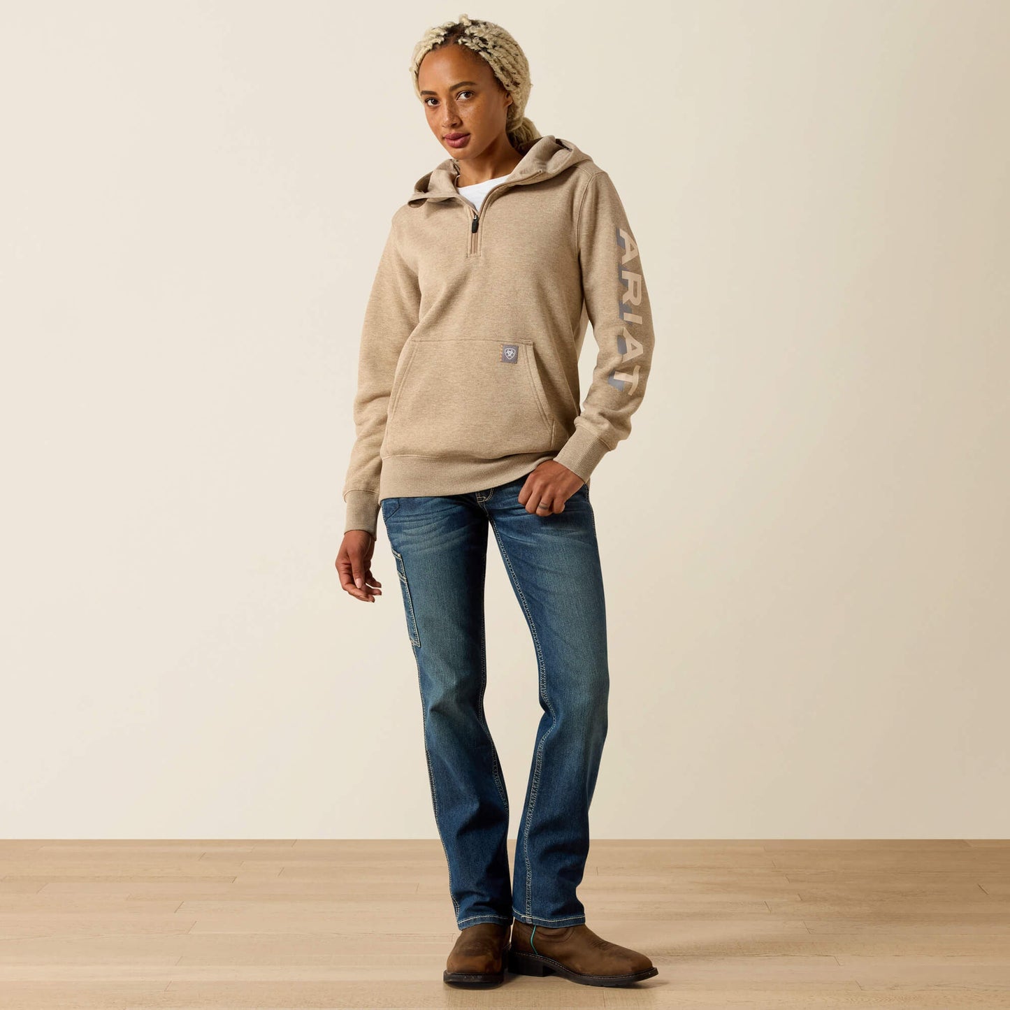 Rebar Lightweight Logo 1/2 Zip Hoodie Women | Ariat online