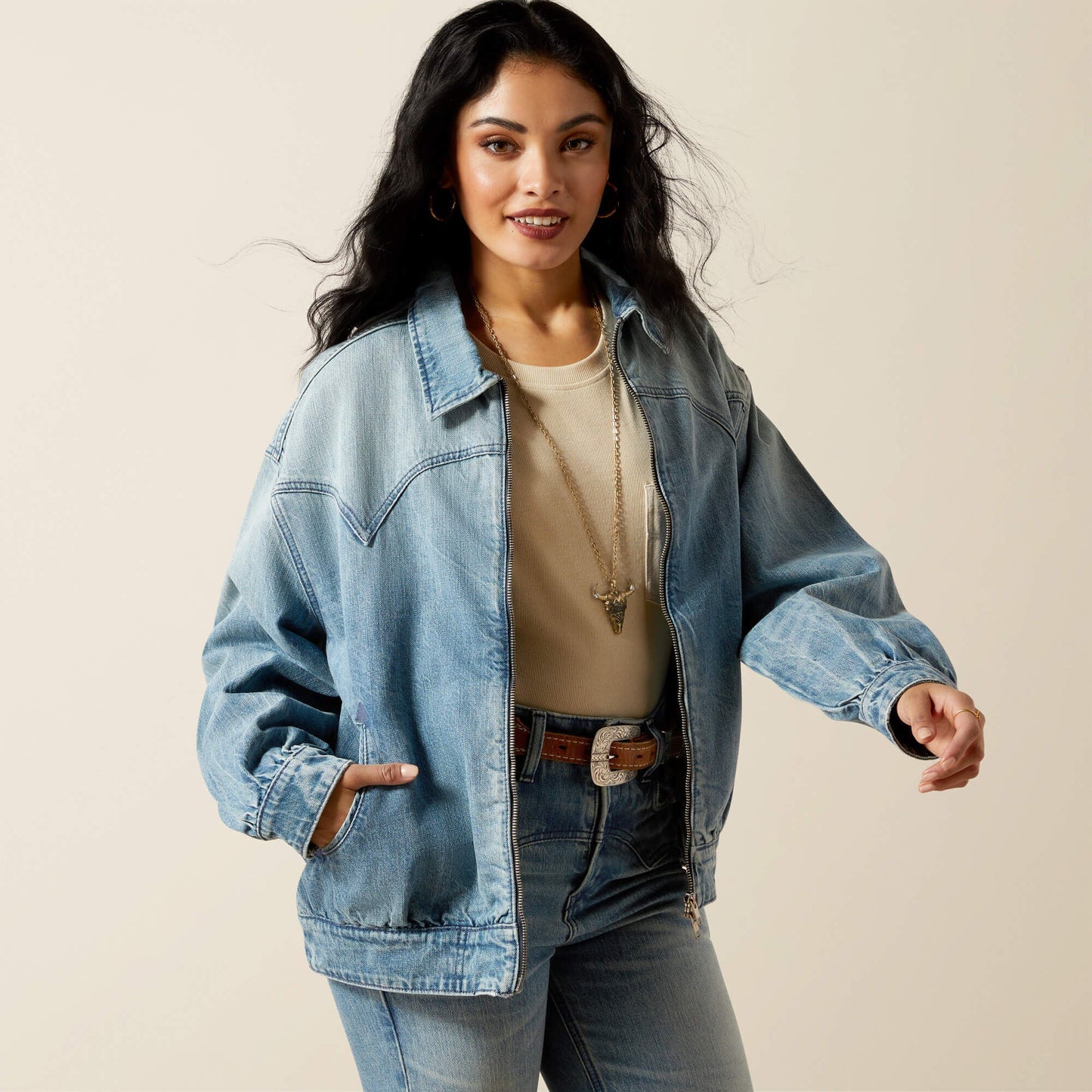 Cheyenne Denim Bomber Jacket Women | Ariat online