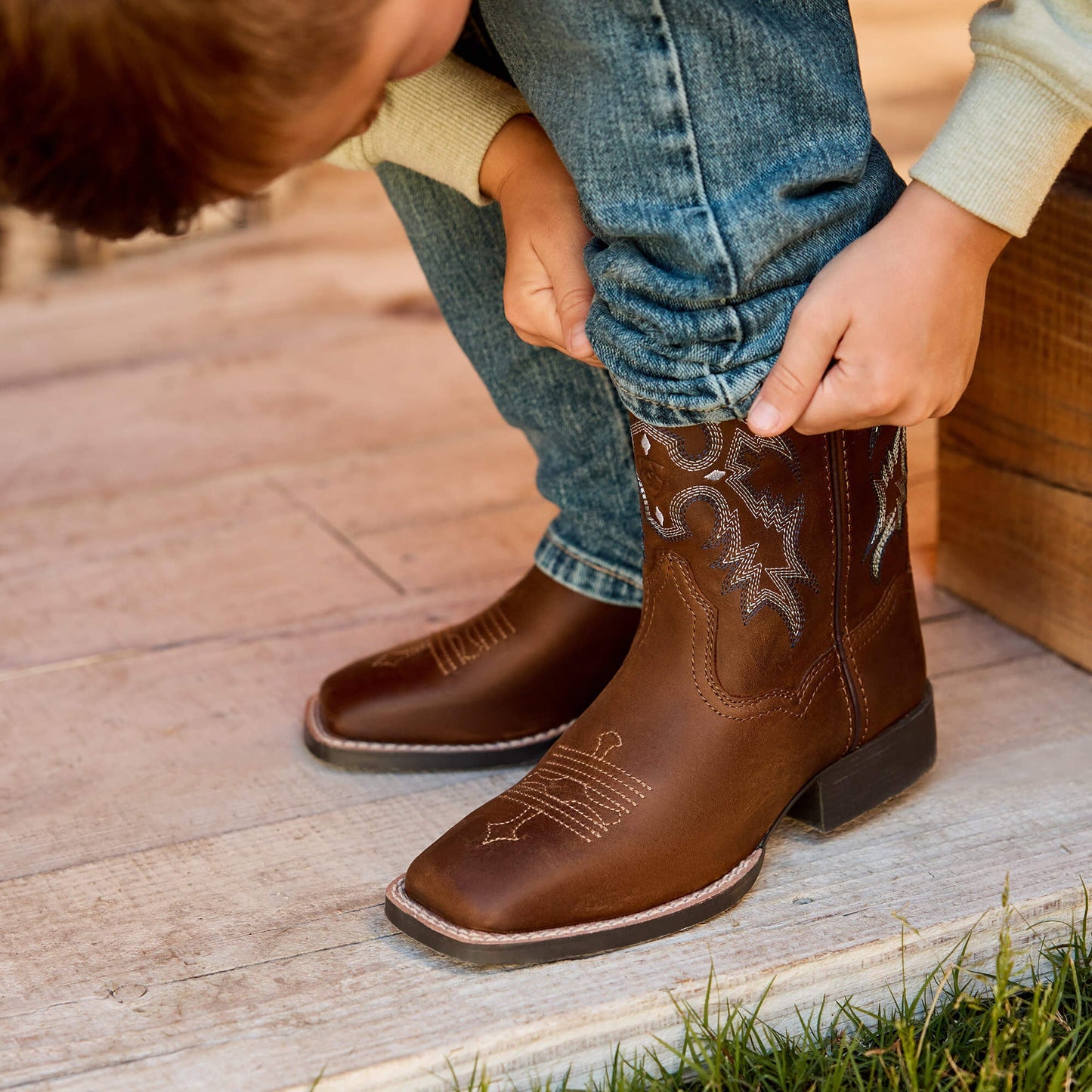 Tombstone Wide Square Toe Western Boot Kids | Ariat on sale