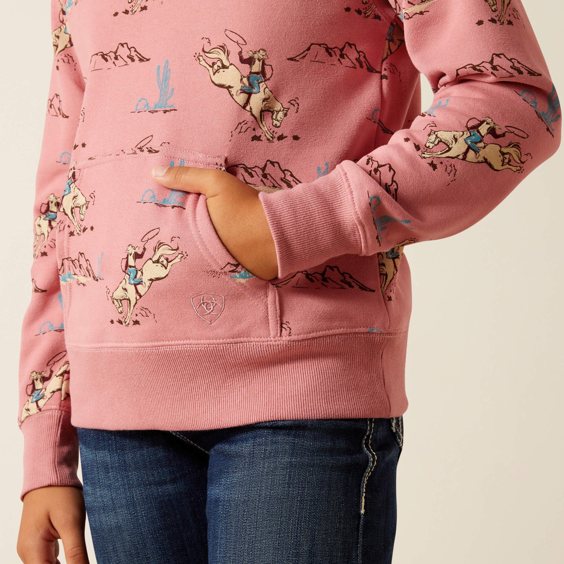 Bronc Scene 1/4 Zip Sweatshirt Kids | Ariat for sale