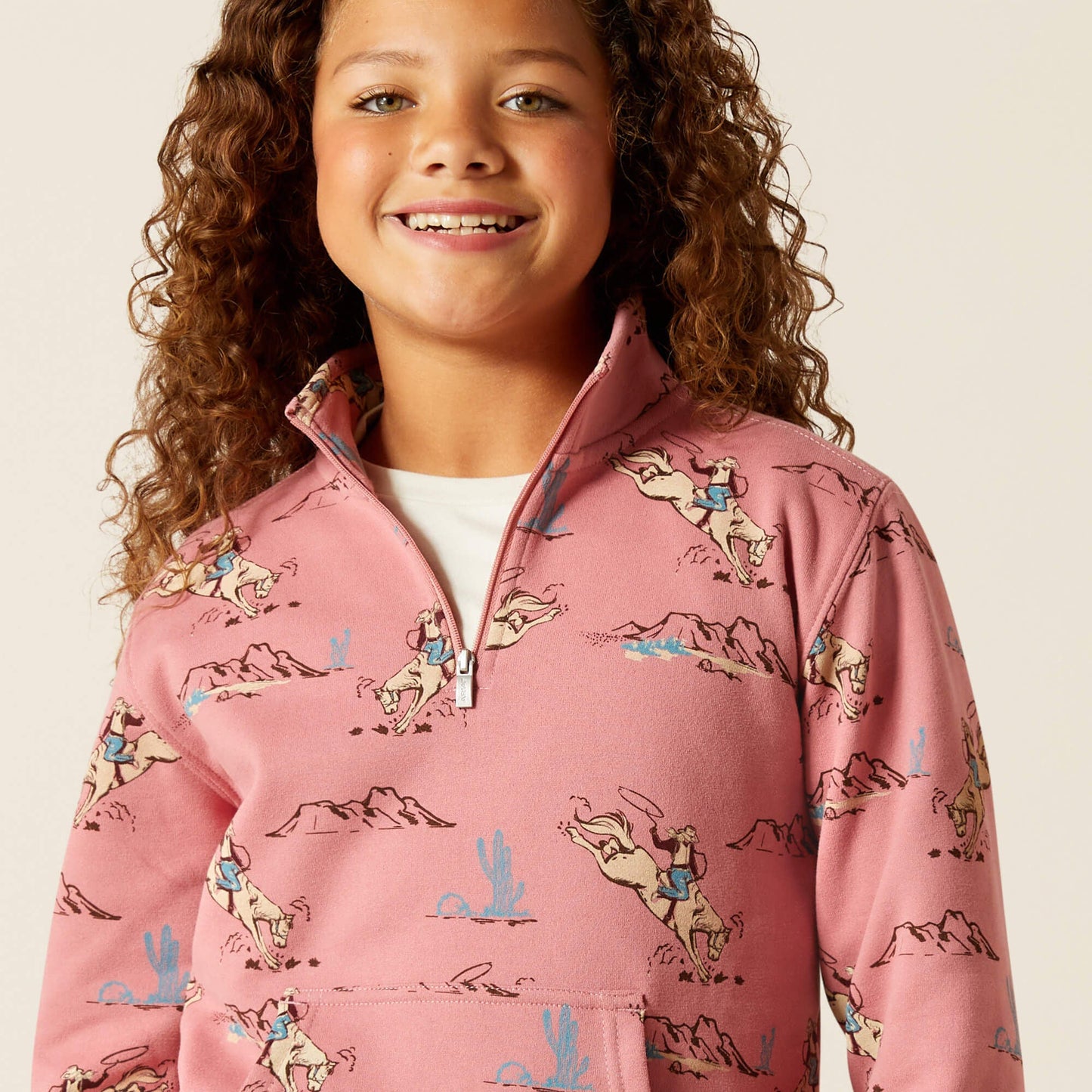 Bronc Scene 1/4 Zip Sweatshirt Kids | Ariat for sale